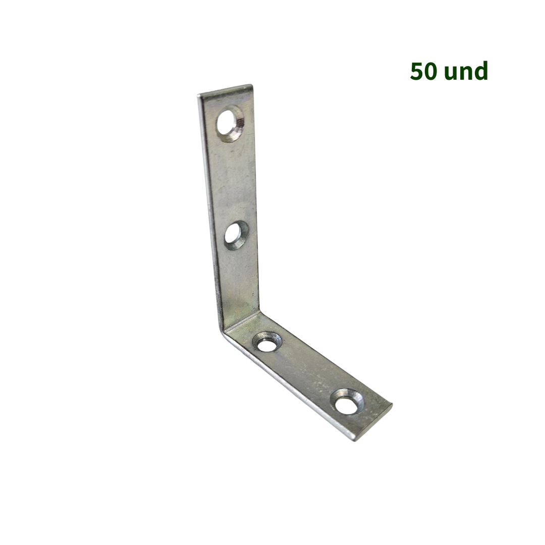 Kit com 50 Cantoneiras L Zincadas Dws em Aço Reforçado – 7x5cm com Furo Escariado