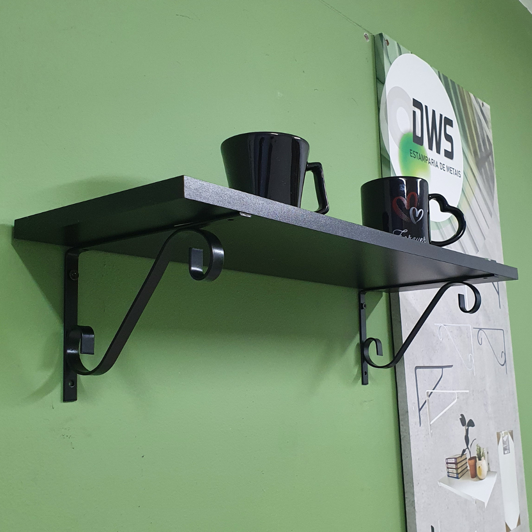 Kit 6 Suportes De Prateleira Mão Francesa Colonial 20x12 cm - Branco ou Preto Fosco