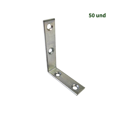 Kit com 50 Cantoneiras L Zincadas Dws em Aço Reforçado – 7x5cm com Furo Escariado