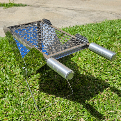 Churrasqueira de Inox Dobrável e Portátil com Grelha