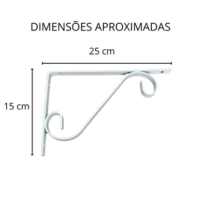 Kit 12 Suportes De Prateleira Mão Francesa Colonial 25x15 cm - Branco ou Preto Fosco