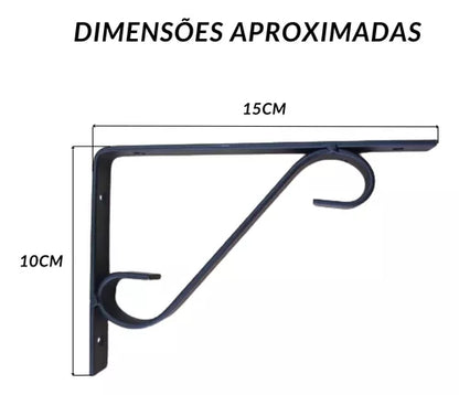Kit 12 Suportes De Prateleira Mão Francesa Colonial 15x10 cm - Branco ou Preto Fosco