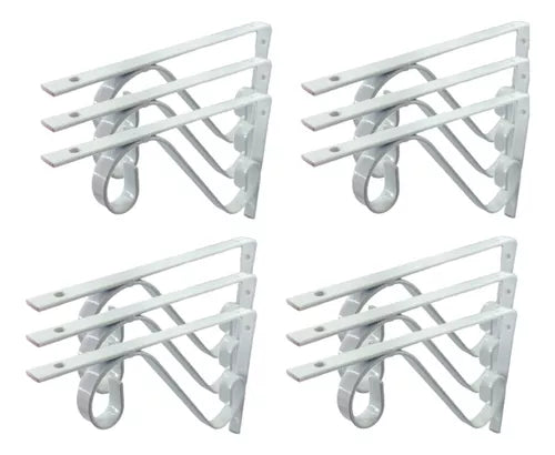 Kit 12 Suportes De Prateleira Mão Francesa Colonial 15x10 cm - Branco ou Preto Fosco