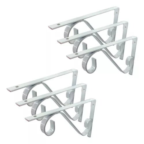 Kit 6 Suportes De Prateleira Mão Francesa Colonial 15x10 cm - Branco ou Preto Fosco