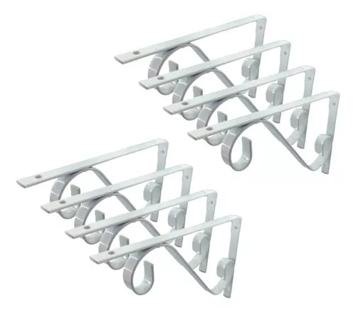 Kit 8 Suportes De Prateleira Mão Francesa Colonial 15x10 cm - Branco ou Preto Fosco