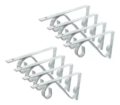 Kit 8 Suportes De Prateleira Mão Francesa Colonial 15x10 cm - Branco ou Preto Fosco