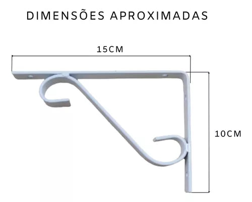 Kit 12 Suportes De Prateleira Mão Francesa Colonial 15x10 cm - Branco ou Preto Fosco