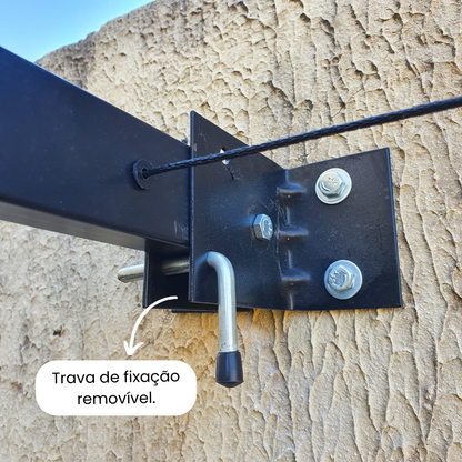Varal Articulado de Parede Dws em Aço Reforçado - Preto ou Branco, 5 Cordas, Kit com 21m de Corda, Parafusos e Buchas